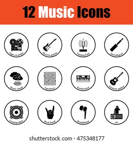 Set of musical icons..  Thin circle design. Vector illustration.