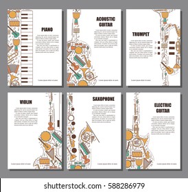 Set of musical illustration concept. Art music poster book brochure element. Vector decorative greeting card or invitation design background. Creative booklet layout. Magazie cover