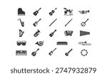 set of musical instrument icons vector logo design