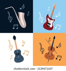 set of musical instrument include guitar