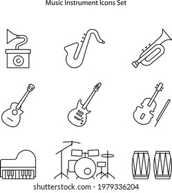 set musical instrument vector illustration isolated on white background, set musical instrument icons.