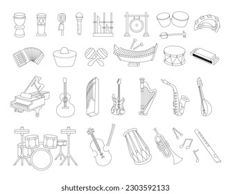 Set of Musical Instrument Vector Illustration