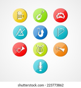 set musical instrument web icon on white background