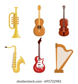set of musical instruments event symbols vector