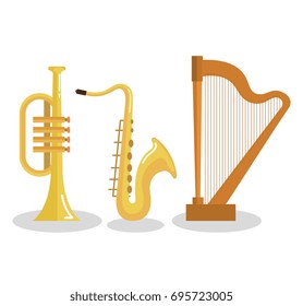 set of musical instruments event symbols vector