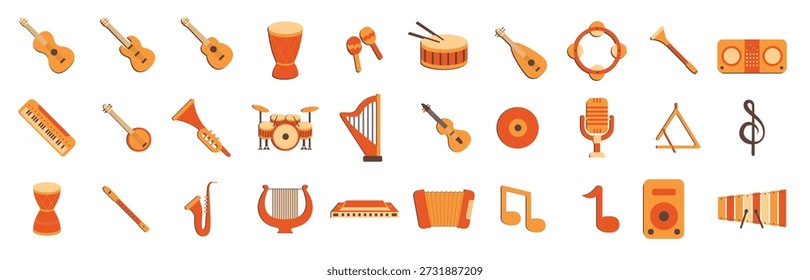 set of musical instruments flat icon