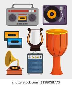 set musical instruments icons