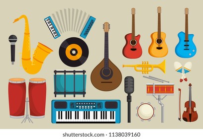 set musical instruments icons