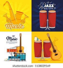 set musical instruments icons