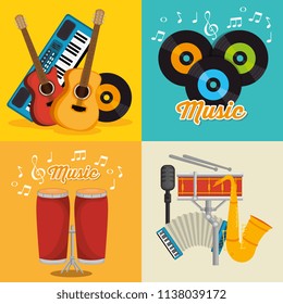 set musical instruments icons