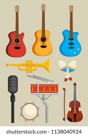 set musical instruments icons