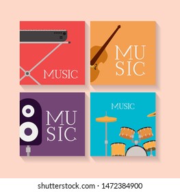 set of musical instruments icons
