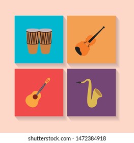 set of musical instruments icons