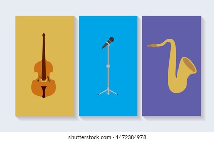 set of musical instruments icons