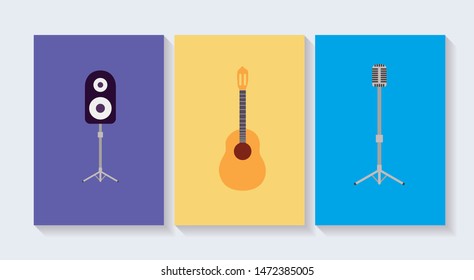 set of musical instruments icons