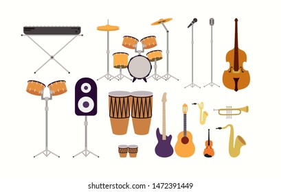 set of musical instruments icons