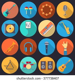 Set of musical instruments icons. Flat design.