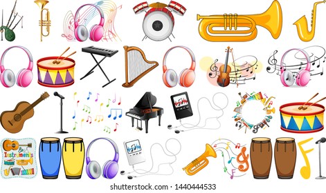 Set of musical instruments illustration