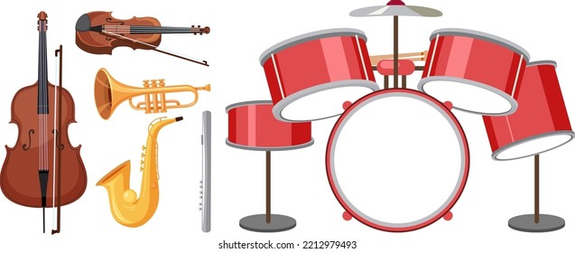 Conjunto de ilustraciones de instrumentos musicales