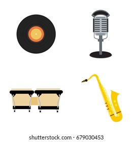 Set of musical instruments on a white background, Vector illustration