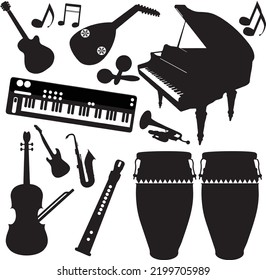 set of musical instruments - Silhouette