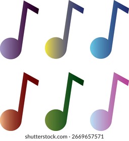 Conjunto de nota musical y símbolo de la horquilla. Icono de música simple Ilustración vectorial
