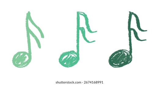 Conjunto de doodle de nota musical. Símbolo musical dibujado a mano. Elemento único para la impresión, Web, diseño, decoración, logotipo