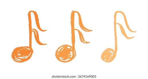 Conjunto de doodle de nota musical. Símbolo musical dibujado a mano. Elemento único para la impresión, Web, diseño, decoración, logotipo