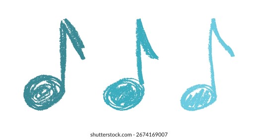 Conjunto de doodle de nota musical. Símbolo musical dibujado a mano. Elemento único para la impresión, Web, diseño, decoración, logotipo