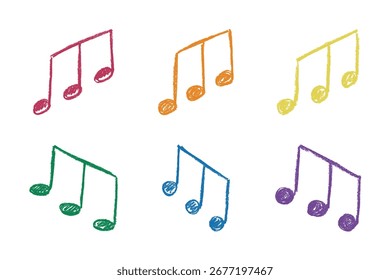 Conjunto de doodle de nota musical. Símbolo musical dibujado a mano. Elemento único para la impresión, Web, diseño, decoración, logotipo