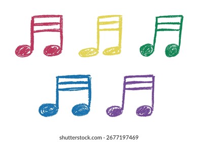 Conjunto de doodle de nota musical. Símbolo musical dibujado a mano. Elemento único para la impresión, Web, diseño, decoración, logotipo