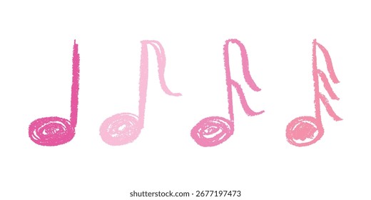 Conjunto de rabiscos de notas musicais. Símbolo musical desenhado à mão. Elemento único para impressão, web, design, decoração, logotipo