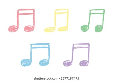 Conjunto de doodle de nota musical. Símbolo musical dibujado a mano. Elemento único para la impresión, Web, diseño, decoración, logotipo