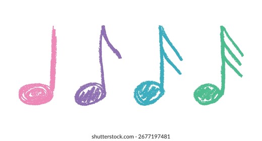 Conjunto de doodle de nota musical. Símbolo musical dibujado a mano. Elemento único para la impresión, Web, diseño, decoración, logotipo