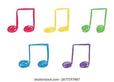 Conjunto de doodle de nota musical. Símbolo musical dibujado a mano. Elemento único para la impresión, Web, diseño, decoración, logotipo