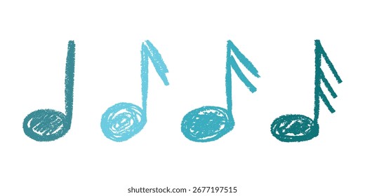 Conjunto de doodle de nota musical. Símbolo musical dibujado a mano. Elemento único para la impresión, Web, diseño, decoración, logotipo