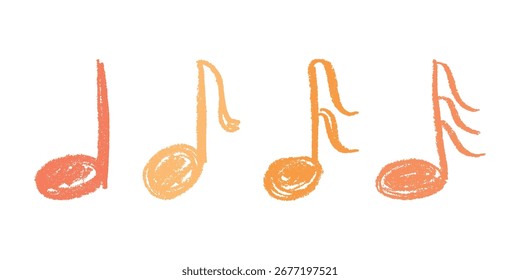 Conjunto de doodle de nota musical. Símbolo musical dibujado a mano. Elemento único para la impresión, Web, diseño, decoración, logotipo