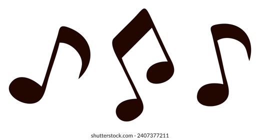 Set of musical note icons. Music notes. Thin and bold music note symbols collection isolated on white background. Flat or linear design objects for Card, Poster, Mobile application icon.