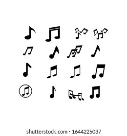Set of musical note vector icons. Musical in black