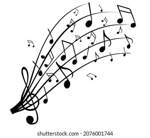 Set of musical notes. Black silhouette isolated on white background. Vector illustration