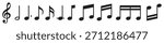Set of musical notes in a clean minimalist style, isolated on transparent background. Vector illustration suitable for music design, education, icons, and creative projects