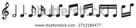 Set of musical notes in a clean minimalist style, isolated on transparent background. Vector illustration suitable for music design, education, icons, and creative projects