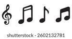 Set of Musical Notes and Clef Symbols. Simple Music Icon Vector Illustration.