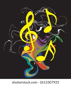 Set of Musical Notes and Clef Symbols. Simple Music Icon Vector Illustration
