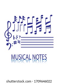 Set of musical notes icon vector, flat, eps 10