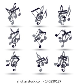 Set of musical notes icons, vector eps 10.