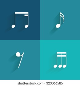 Set of musical notes on a blue background