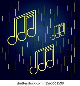 Set of musical notes on a colored background - Vector
