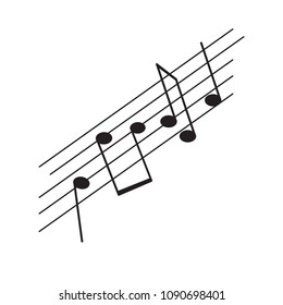 Set of musical notes on a pentagram