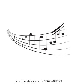 Set of musical notes on a pentagram